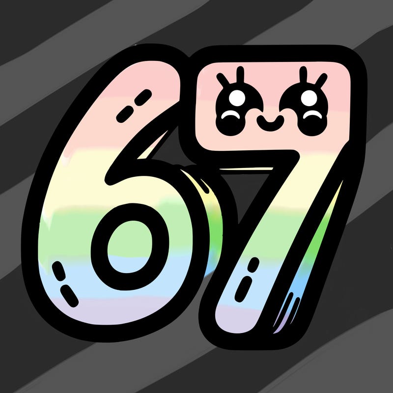 the numbers 67