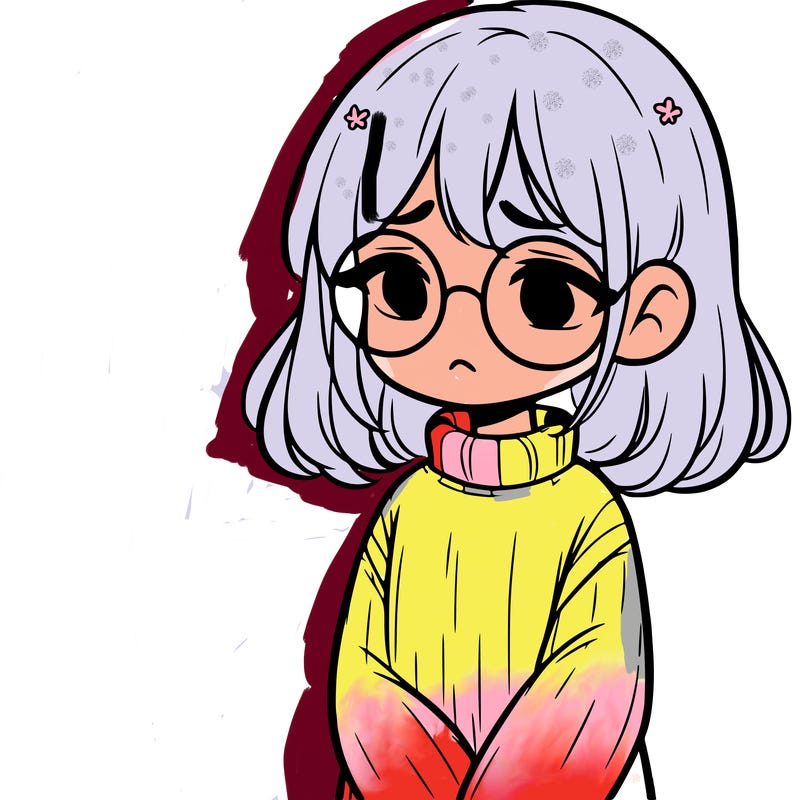 sad girl with glasses in a sweater