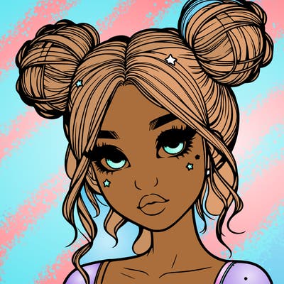 realistic girl with space buns