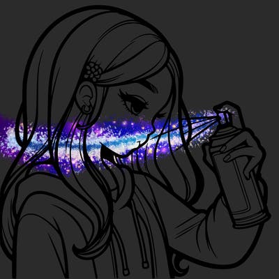 a realistic girl spray painting