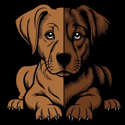 realistic dog split picture