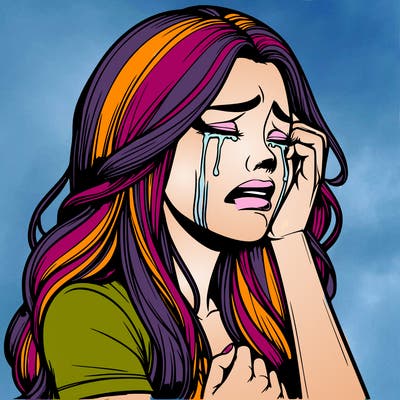 realistic woman crying