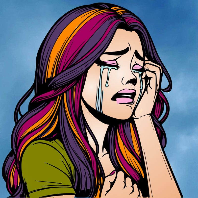 realistic woman crying