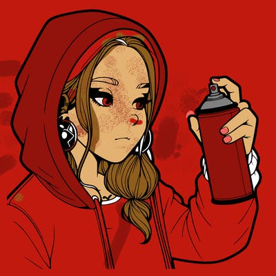 a realistic girl, spray painting