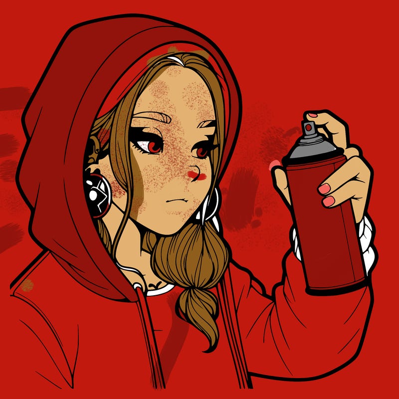 a realistic girl, spray painting