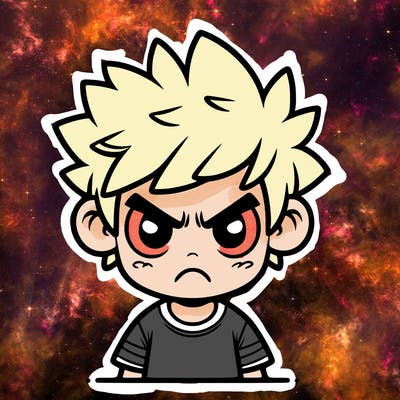 boy with spikey hair and angry look