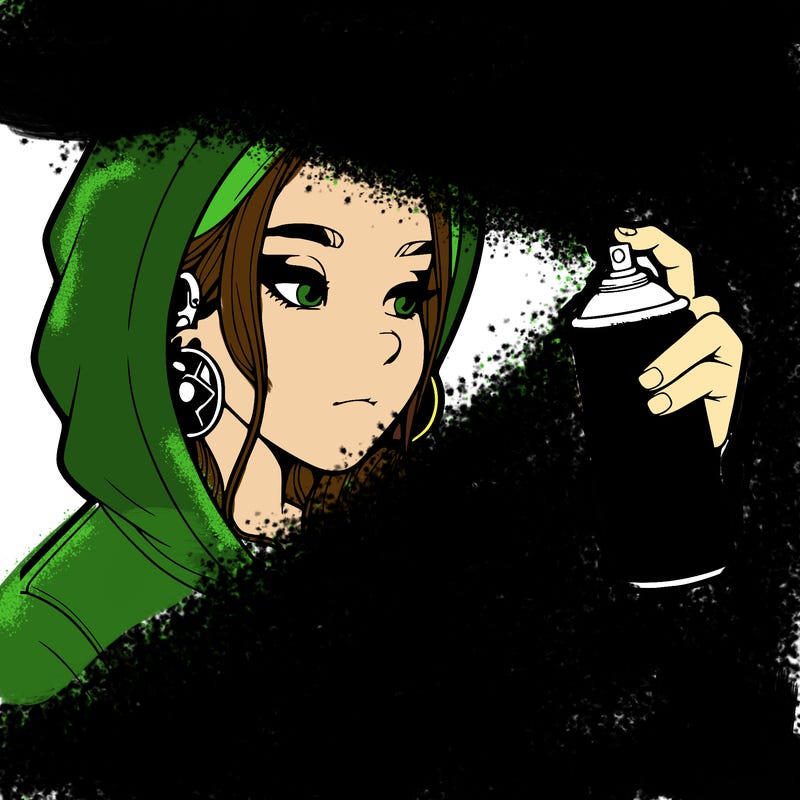 a realistic girl, spray painting