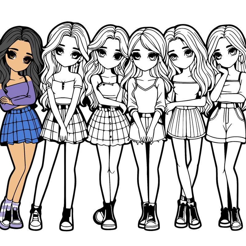 a group of girls realistic