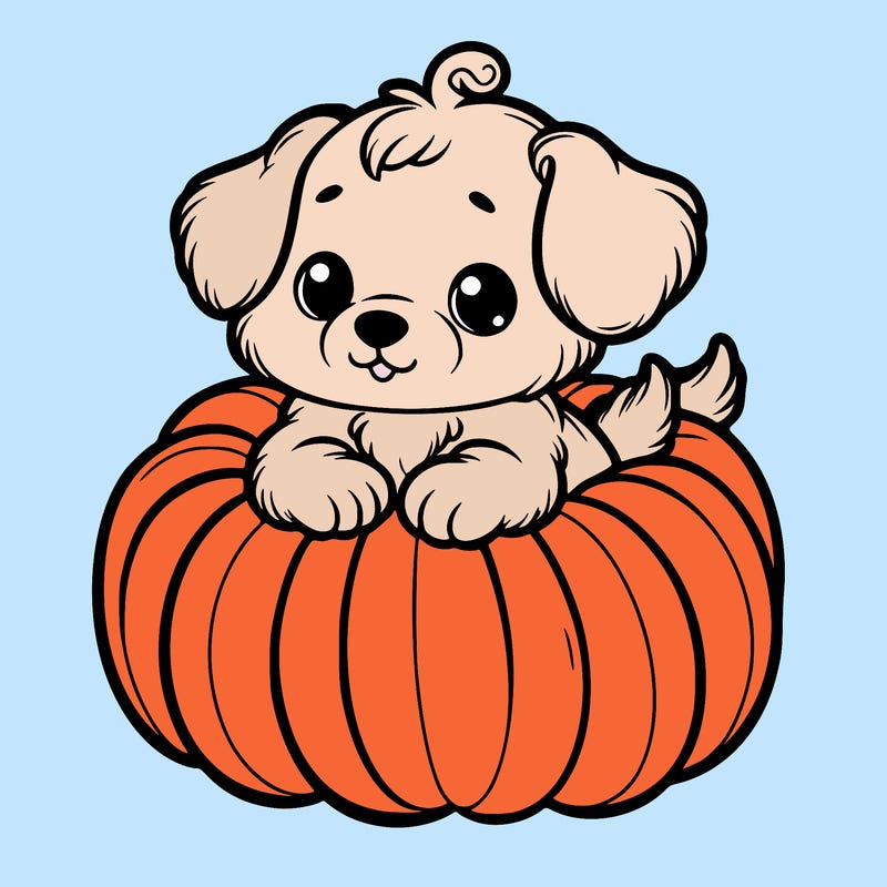 cute little puppy in a pumpkin
