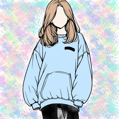 realistic girl in oversized sweatshirt