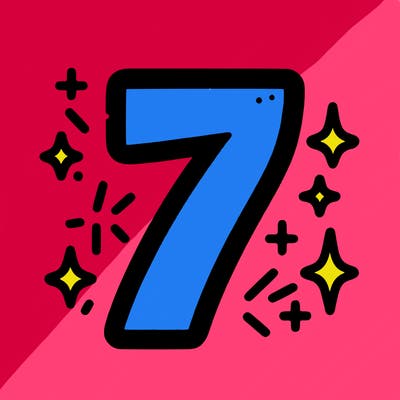 number 7 with sparkles around