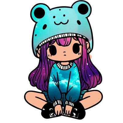 a girl wearing a frog hat and some frog socks