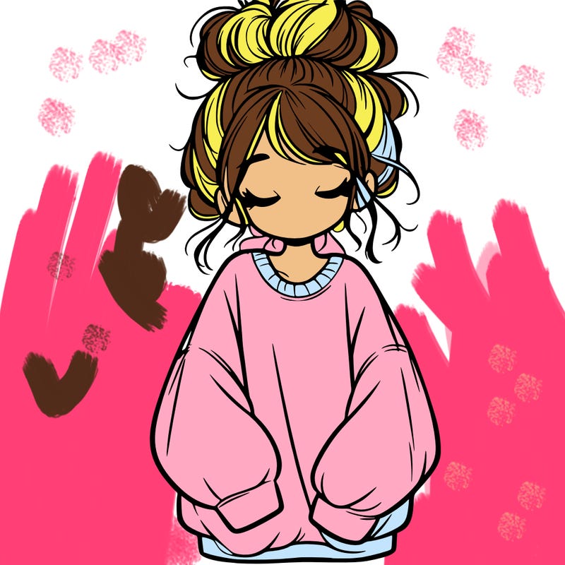 girl with baggy sweatshirt and messy bun