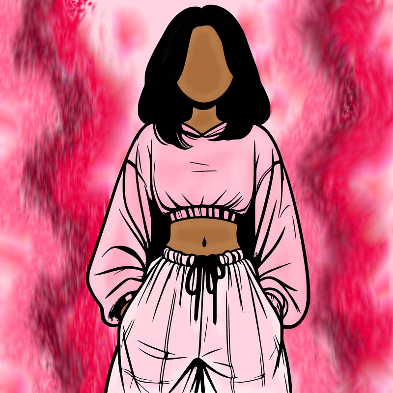 realistic girl faceless with baggy pants and a crop top