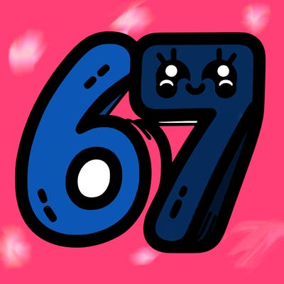 the numbers 67