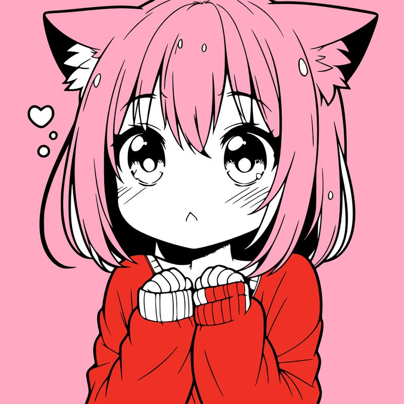 shy anime catgirl