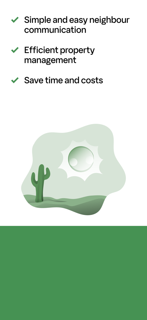 Boappa app feature summary highlighting neighbor communication and efficient property management