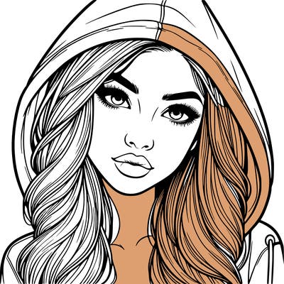 realistic beautiful girl with a hood on