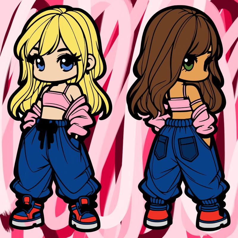 girl in crop top and baggy pants