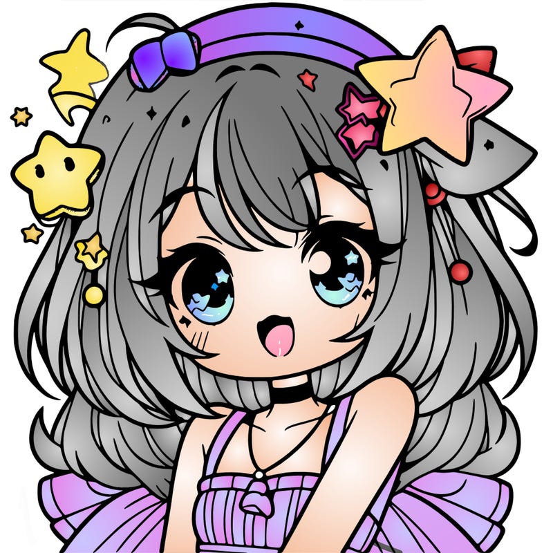 cute anime girl with star accessories