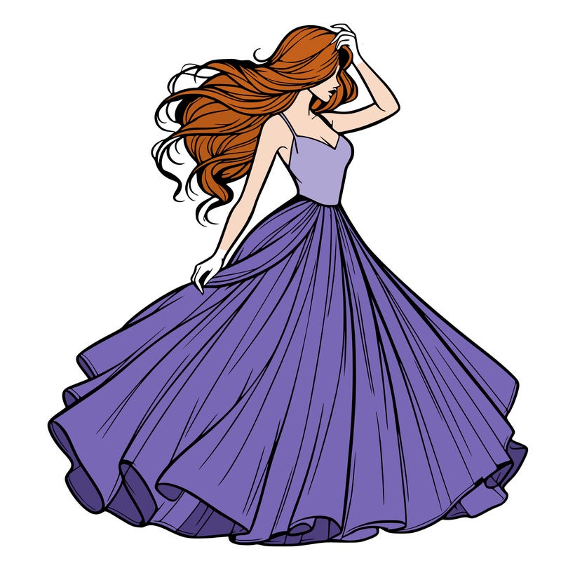 realistic woman with dress flowing in the wind