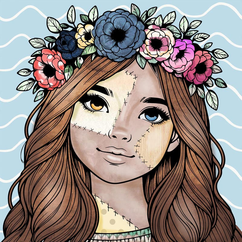 realistic girl with flower crown