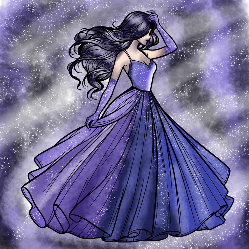 realistic woman with dress flowing in the wind