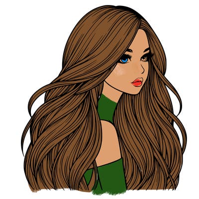 realistic girl with long realistic hair