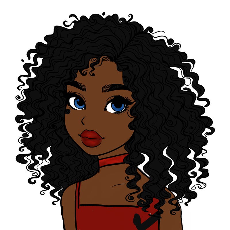 girl with curly hair realistic
