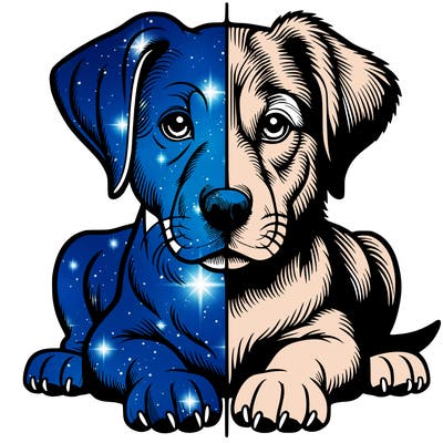 realistic dog split picture