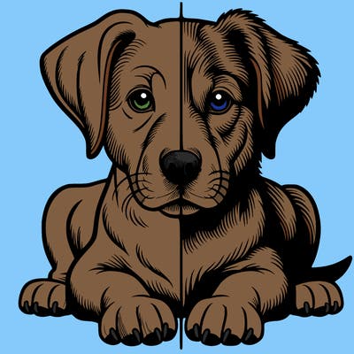 realistic dog split picture