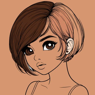 realistic girl with really short hair