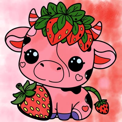 cute strawberry cow