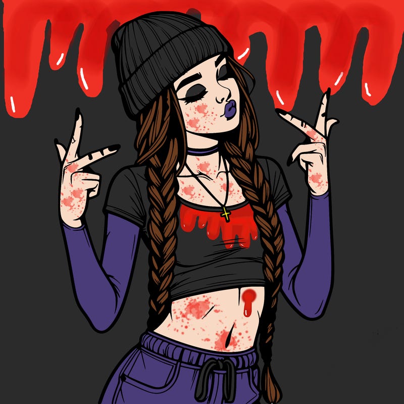 realistic teenage girl with braids and a beanie and crop top doing 🫶🏼