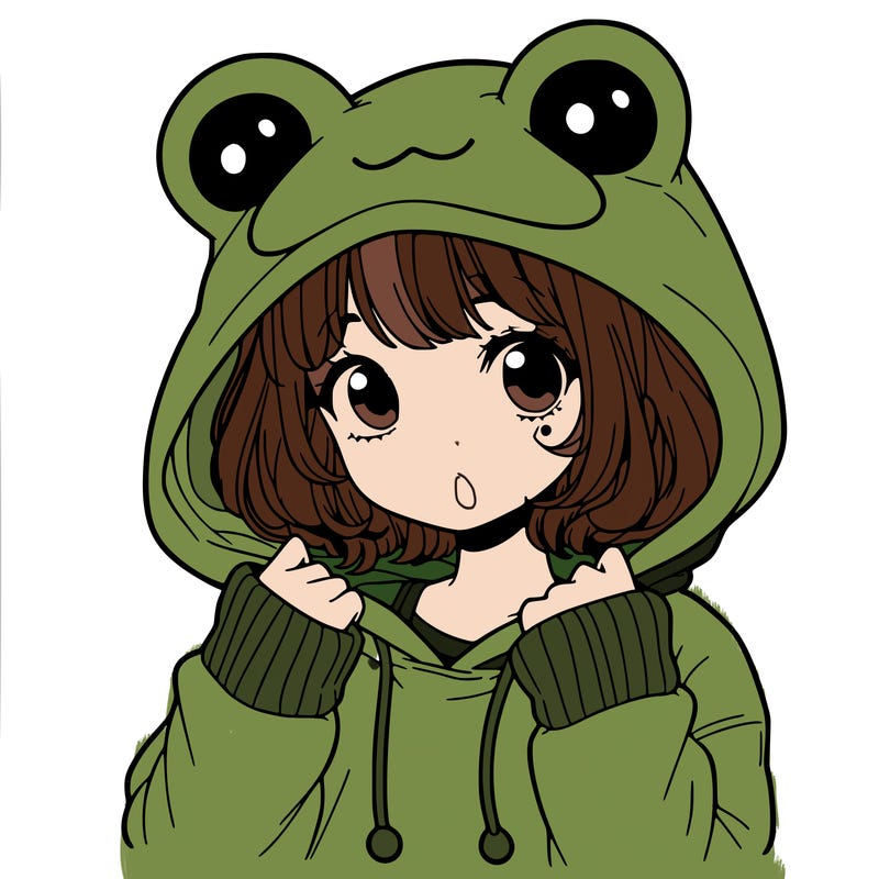 a cute teenage girl wearing a frog hoodie