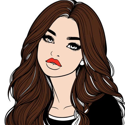 realistic girl with hair on her hair and lips
