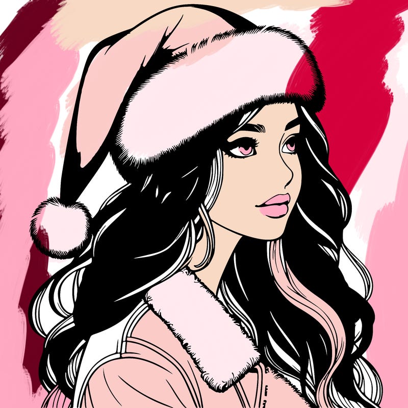 realistic girl in santa hat