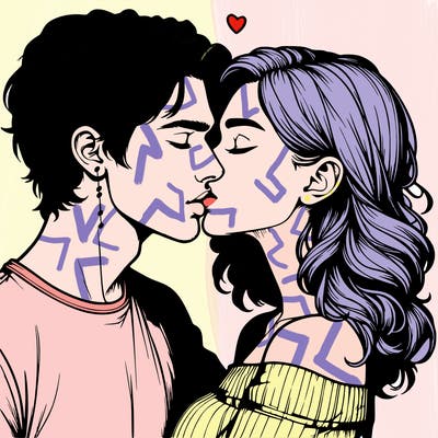 realistic couple kissing