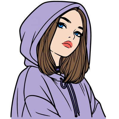 a realistic girl in a hoodie