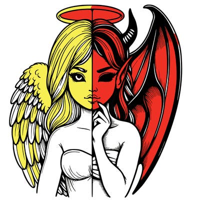 realistic angel half demon