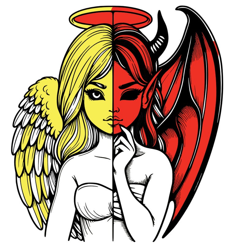 realistic angel half demon