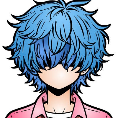 manga boy fluffy hair covering his eyes