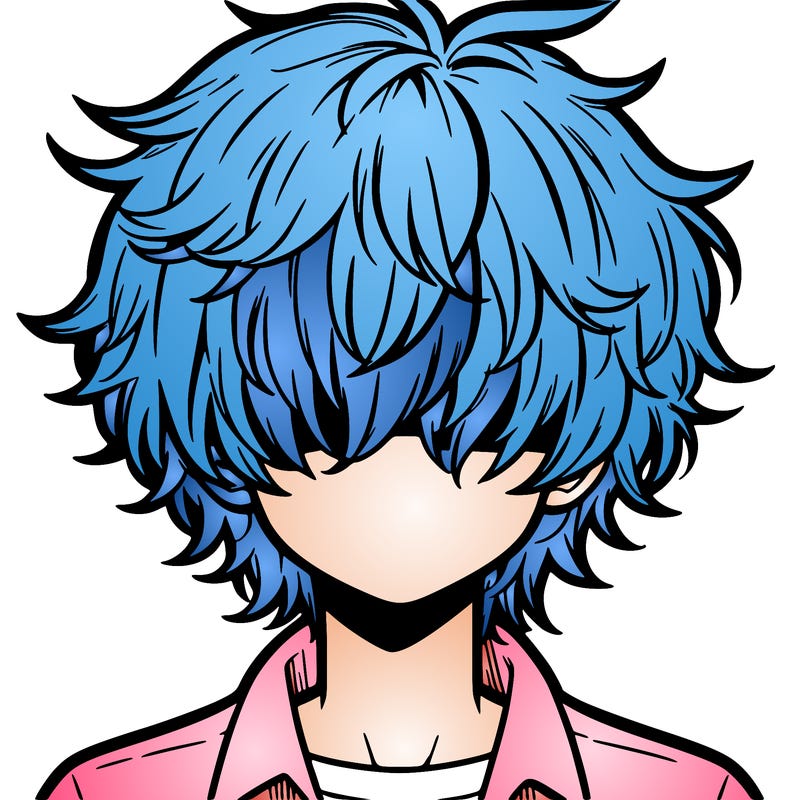 manga boy fluffy hair covering his eyes