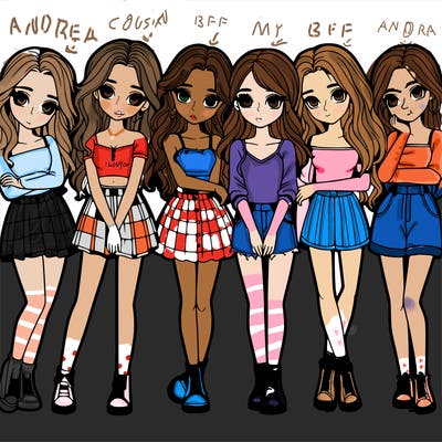 a group of girls realistic