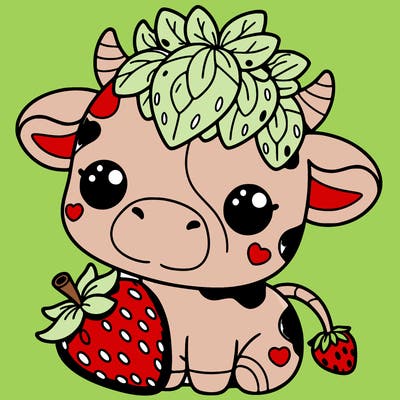 cute strawberry cow