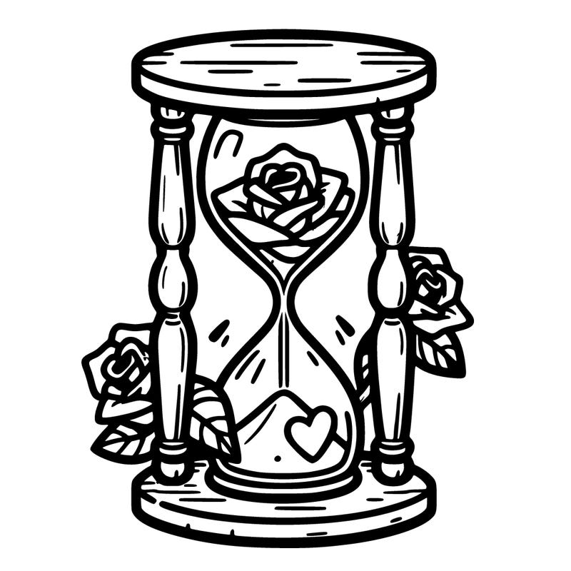 hourglass with roses