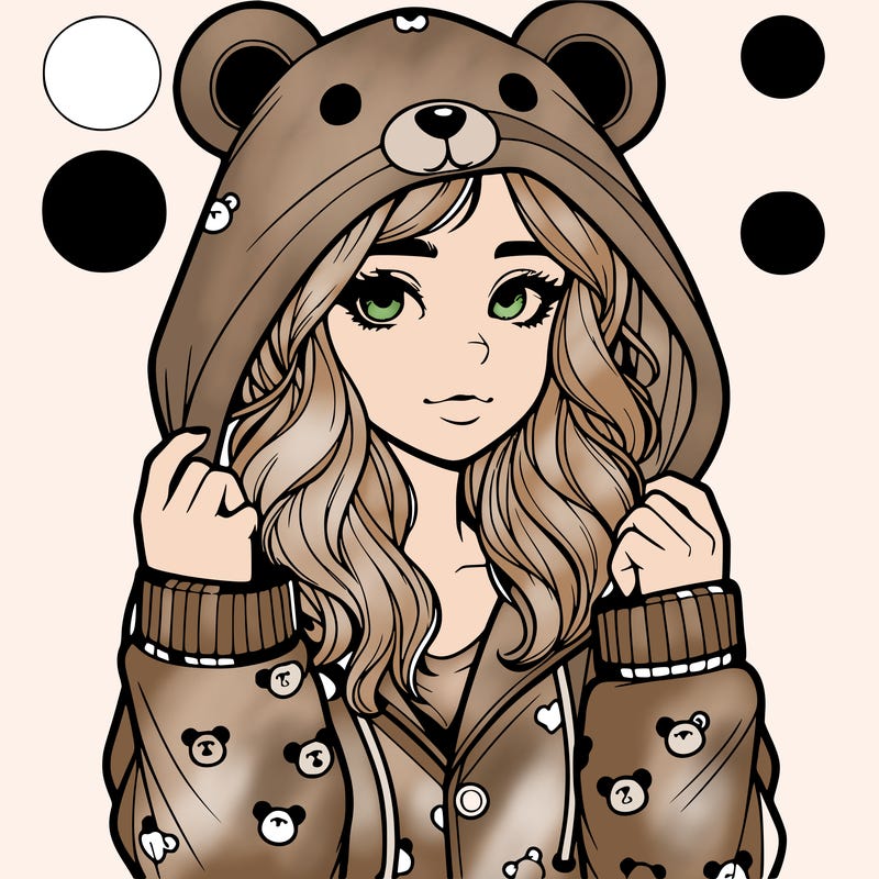 realistic girl in a animal pjs hoodie