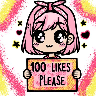 girl holding sign saying 100 likes please