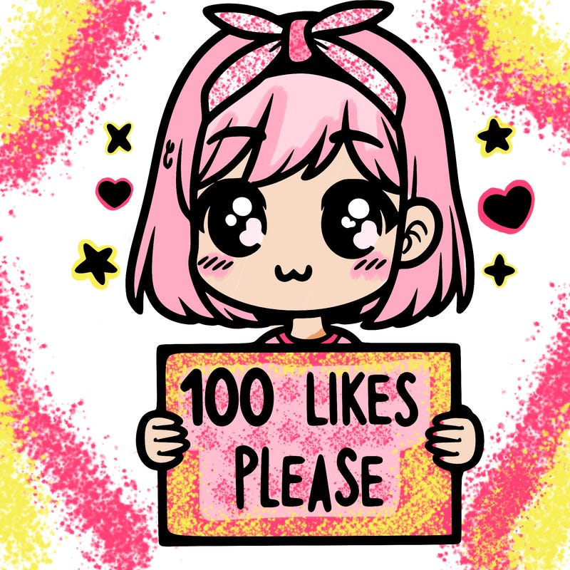 girl holding sign saying 100 likes please
