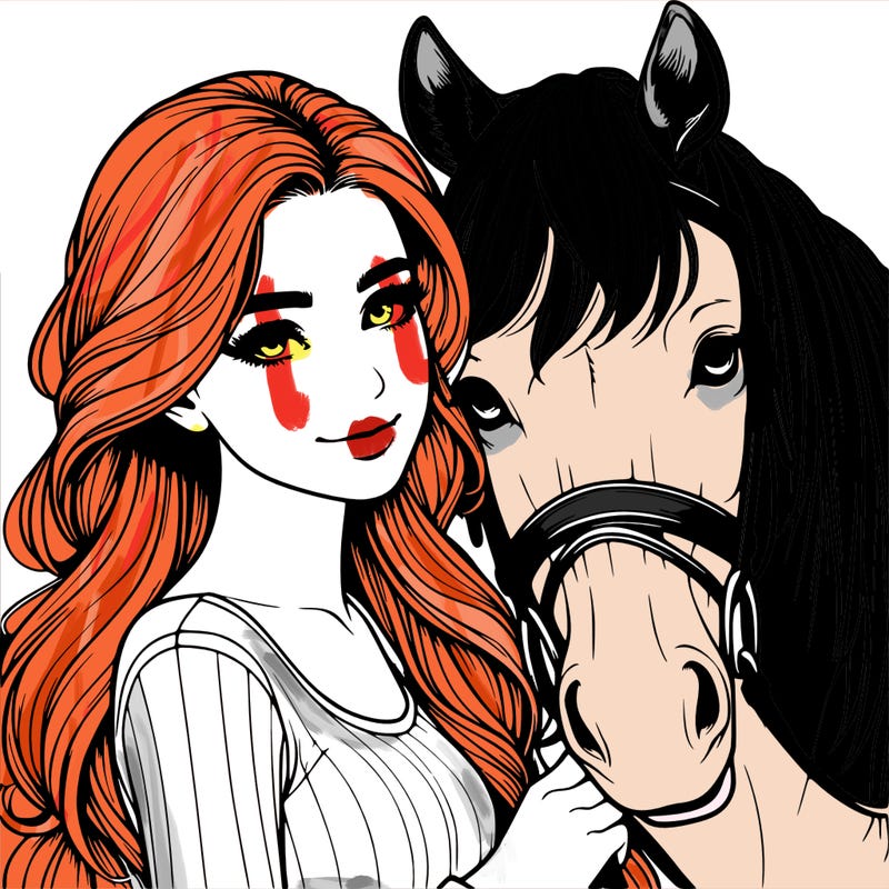 realistic girl with horse